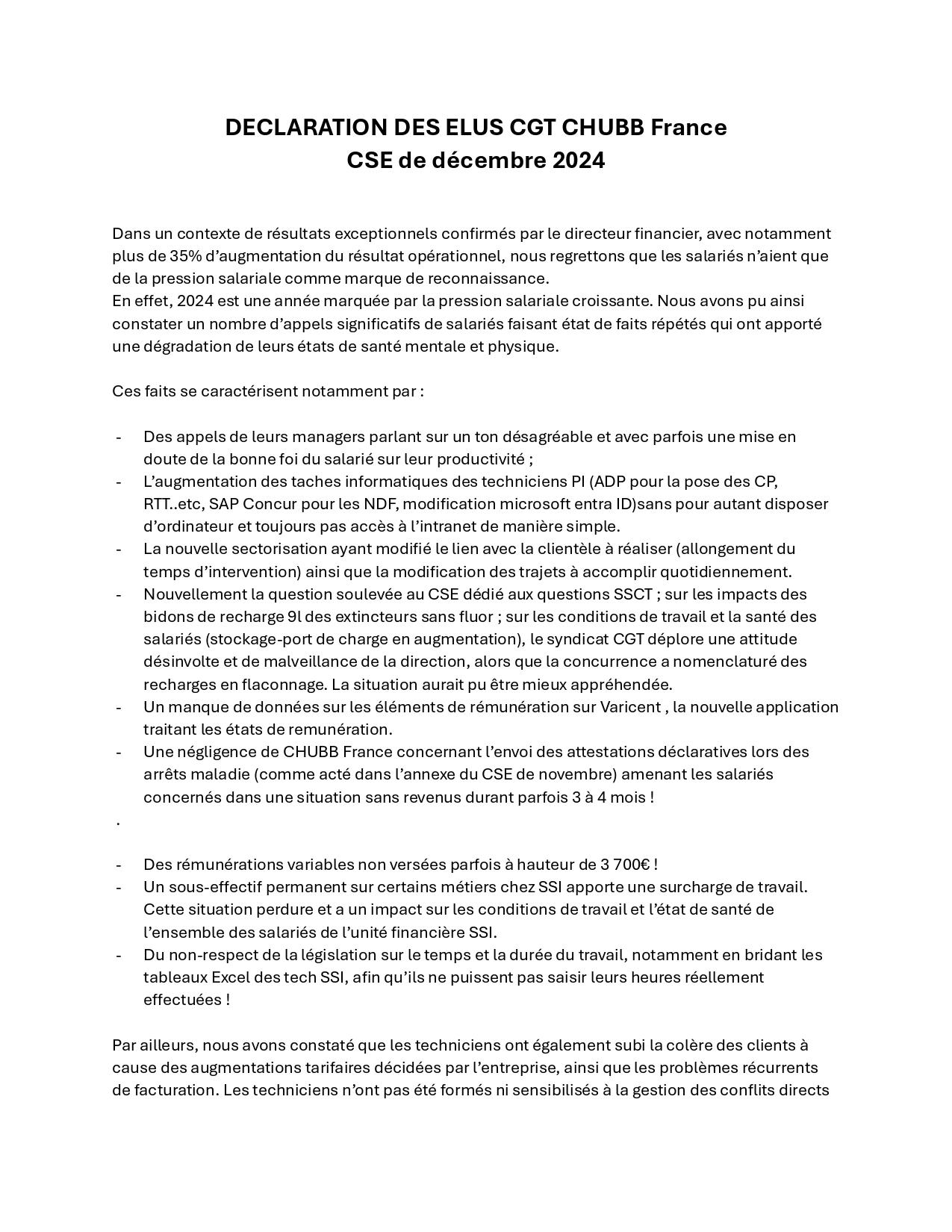 Declaration elus cgt chubb france cse 12 2024 page 0001